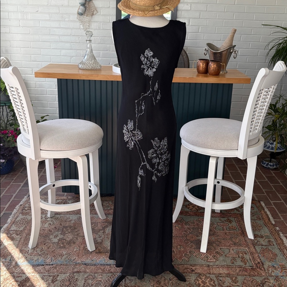 Carole Little Unique Vintage Black and White Floral Maxi Dress - Picture 15 of 15